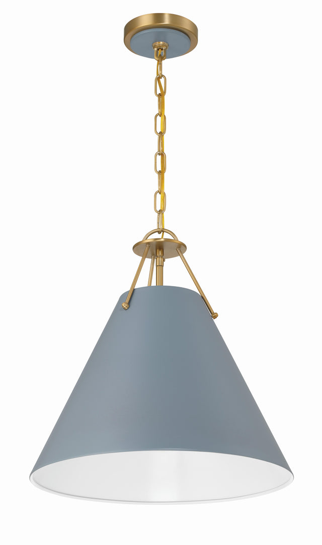 Crystorama Xavier 3 Light Vibrant Gold + Blue Pendant