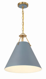 Crystorama Xavier 3 Light Vibrant Gold + Blue Pendant