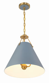 Crystorama Xavier 3 Light Vibrant Gold + Blue Pendant