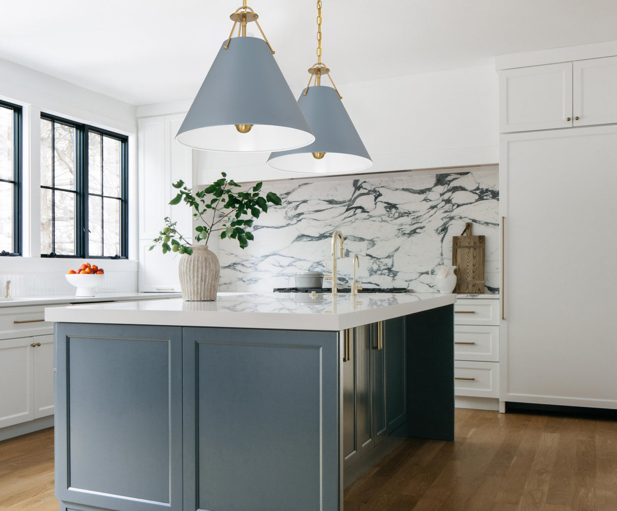 Crystorama Xavier 3 Light Vibrant Gold + Blue Pendant