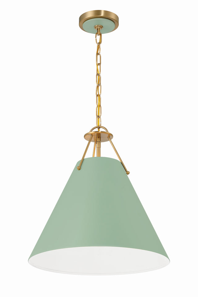 Crystorama Xavier 3 Light Vibrant Gold + Green Pendant