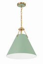 Crystorama Xavier 3 Light Vibrant Gold + Green Pendant