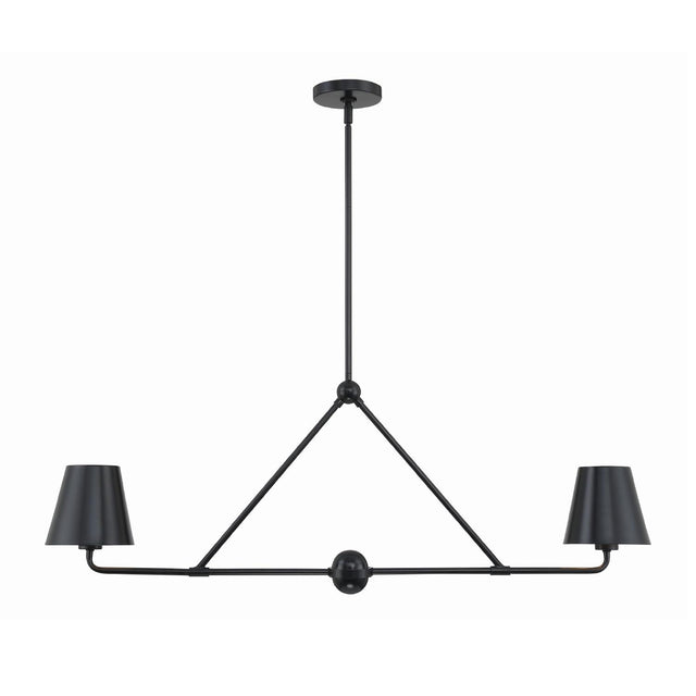 Crystorama Xavier 2 Light Matte Black Linear Chandelier