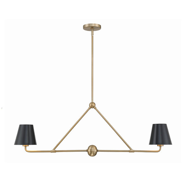 Crystorama Xavier 2 Light Vibrant Gold Linear Chandelier
