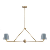Crystorama Xavier 2 Light Vibrant Gold + Blue Linear Chandelier