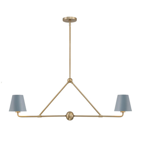 Crystorama Xavier 2 Light Vibrant Gold + Blue Linear Chandelier