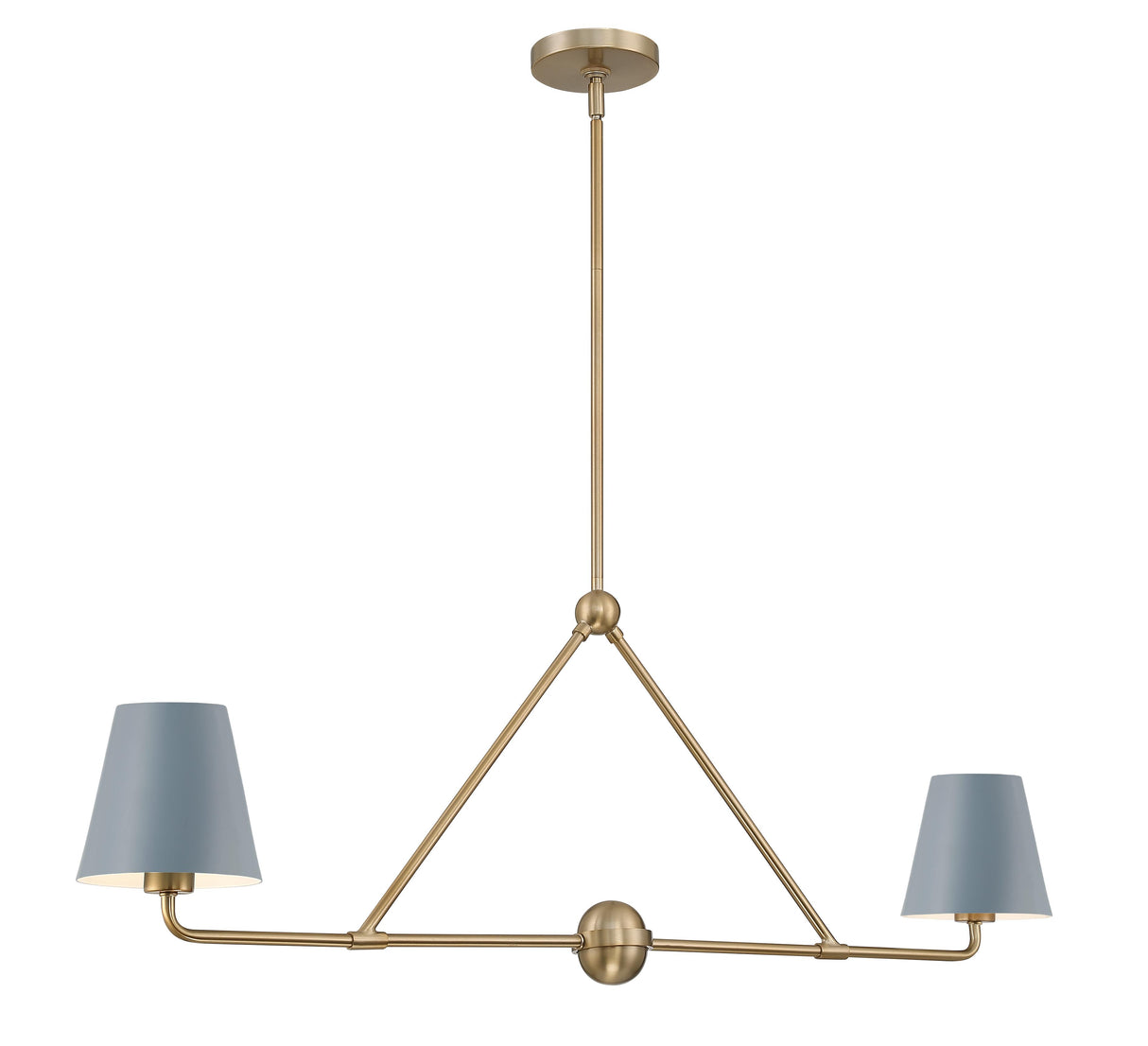 Crystorama Xavier 2 Light Vibrant Gold + Blue Linear Chandelier