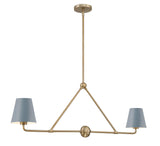 Crystorama Xavier 2 Light Vibrant Gold + Blue Linear Chandelier