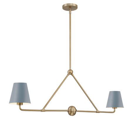 Crystorama Xavier 2 Light Vibrant Gold + Blue Linear Chandelier
