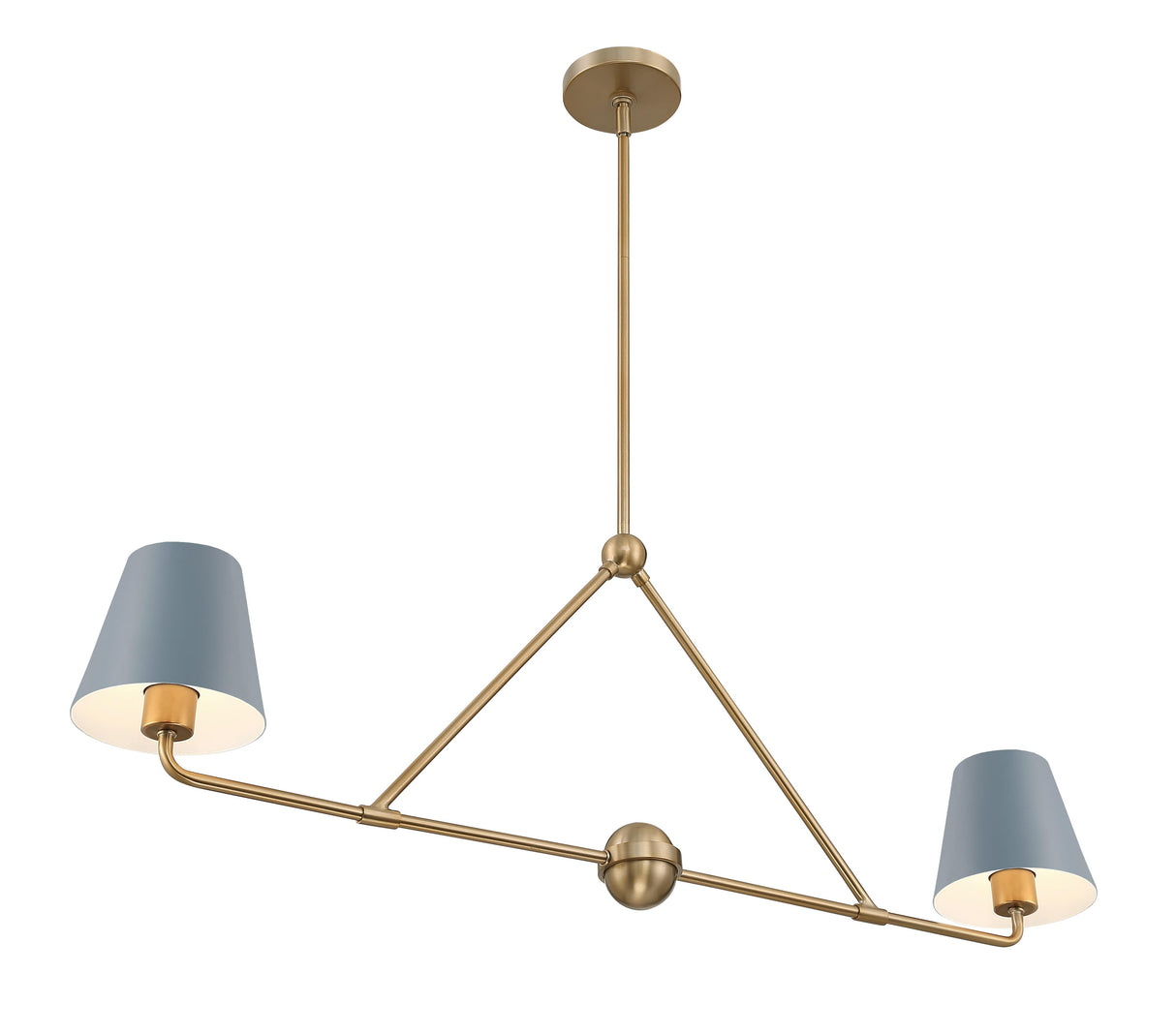 Crystorama Xavier 2 Light Vibrant Gold + Blue Linear Chandelier