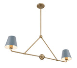 Crystorama Xavier 2 Light Vibrant Gold + Blue Linear Chandelier