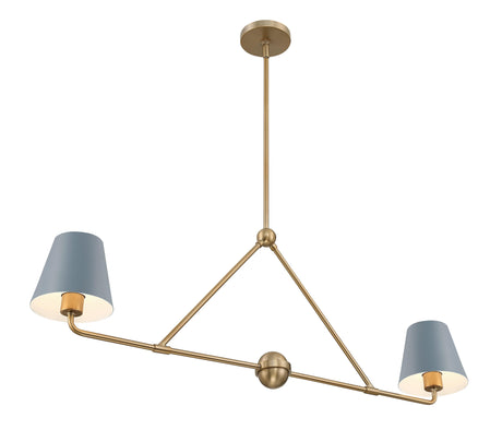 Crystorama Xavier 2 Light Vibrant Gold + Blue Linear Chandelier
