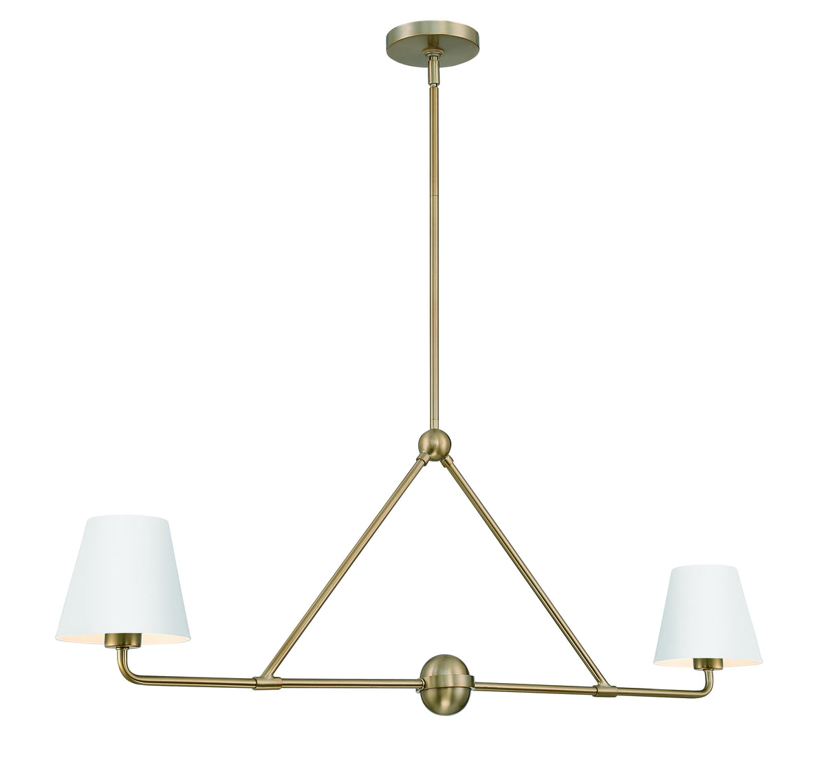 Crystorama Xavier 2 Light Vibrant Gold + White Linear Chandelier