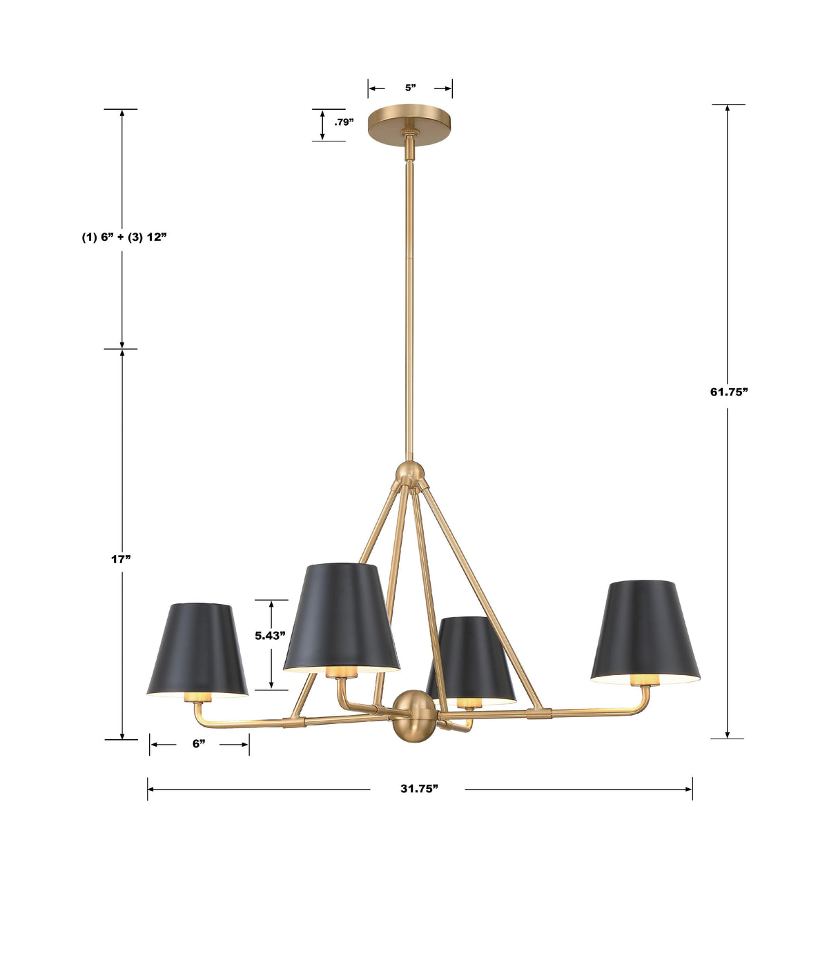 Crystorama Xavier 4 Light Vibrant Gold Chandelier