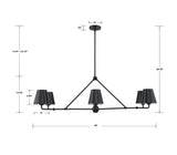 Crystorama Xavier 6 Light Matte Black Linear Chandelier