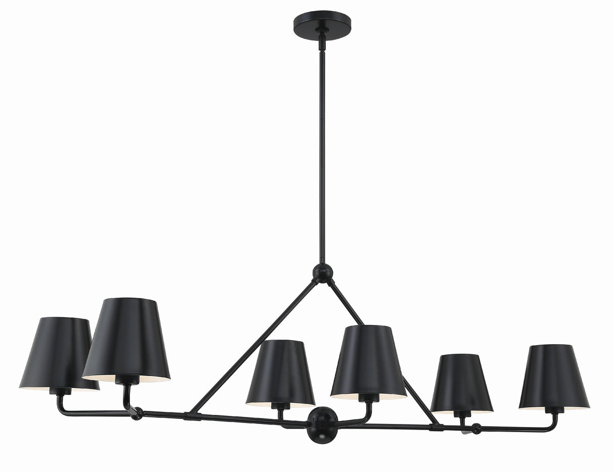 Crystorama Xavier 6 Light Matte Black Linear Chandelier