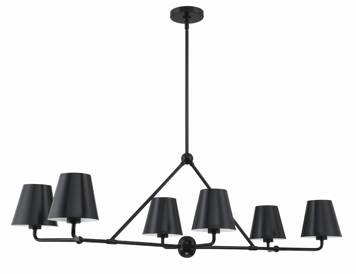Crystorama Xavier 6 Light Matte Black Linear Chandelier