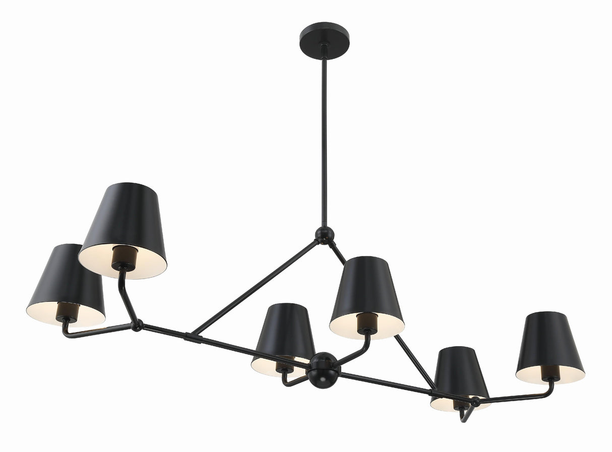 Crystorama Xavier 6 Light Matte Black Linear Chandelier