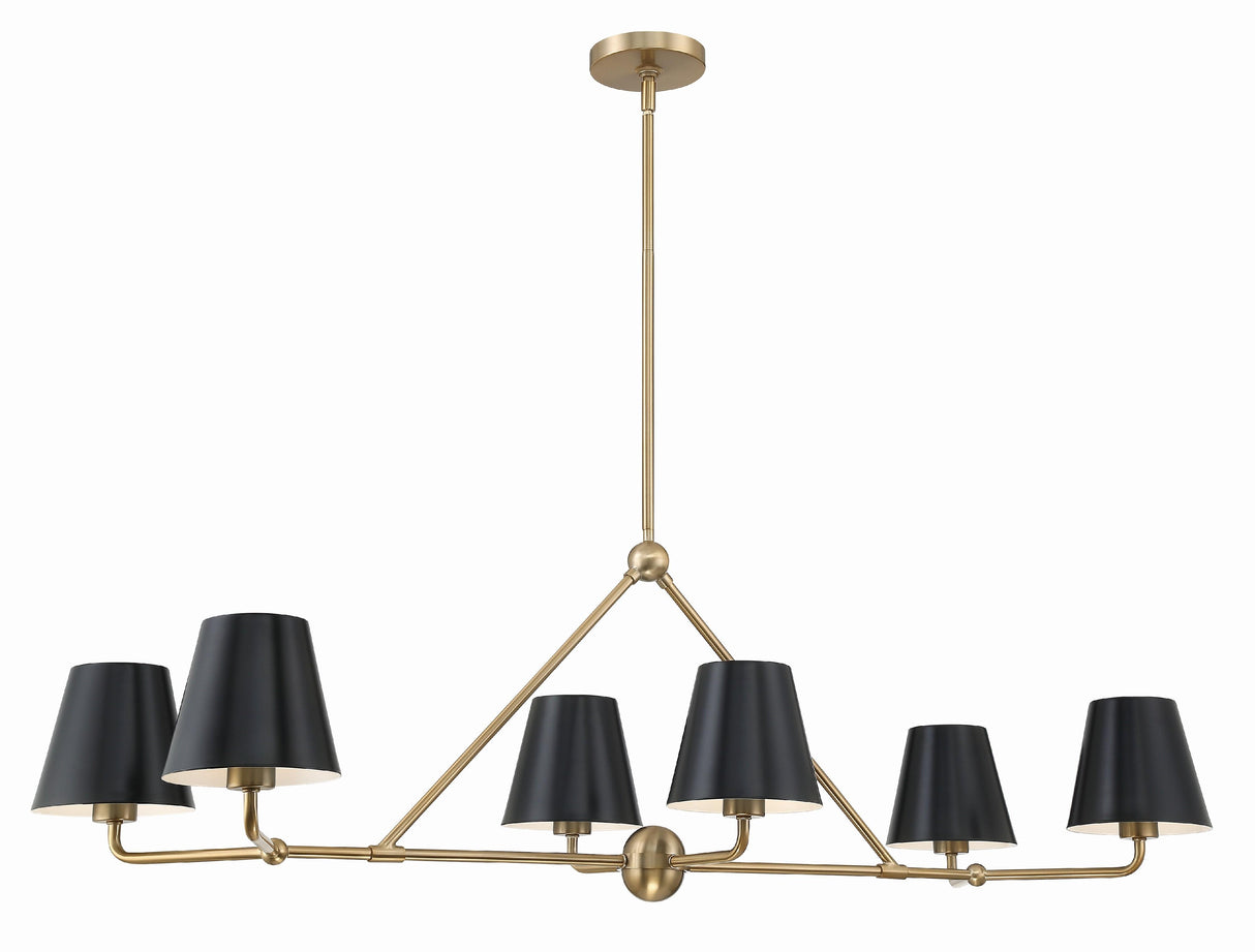 Crystorama Xavier 6 Light Vibrant Gold Linear Chandelier