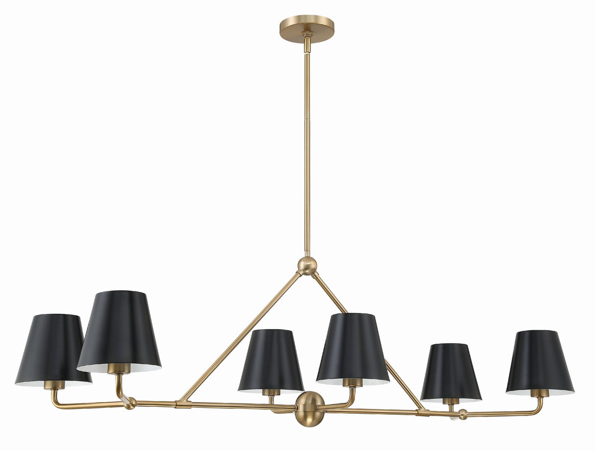 Crystorama Xavier 6 Light Vibrant Gold Linear Chandelier