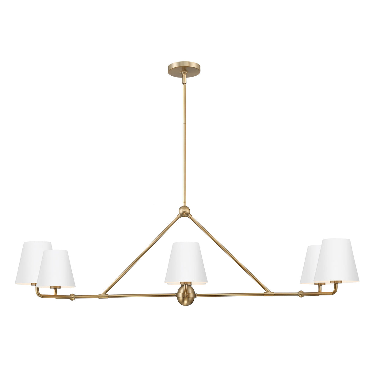 Crystorama Xavier 6 Light Vibrant Gold + White Linear Chandelier