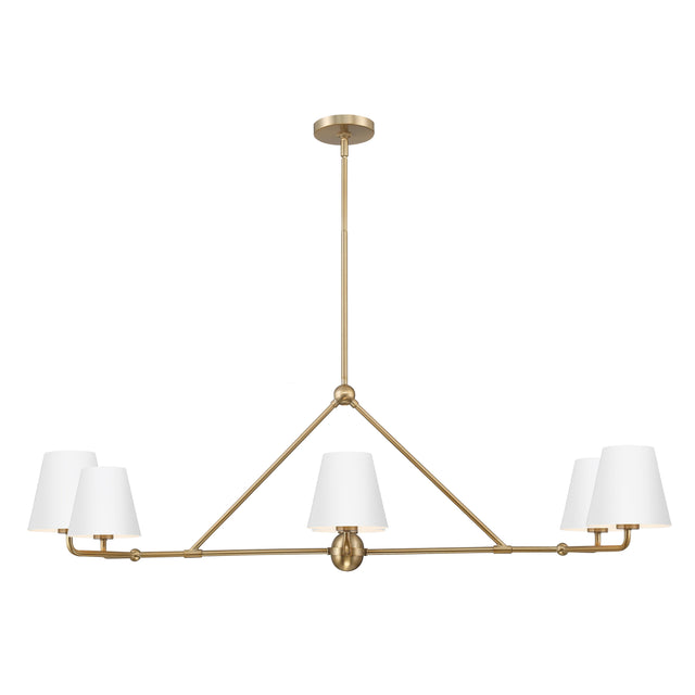 Crystorama Xavier 6 Light Vibrant Gold + White Linear Chandelier