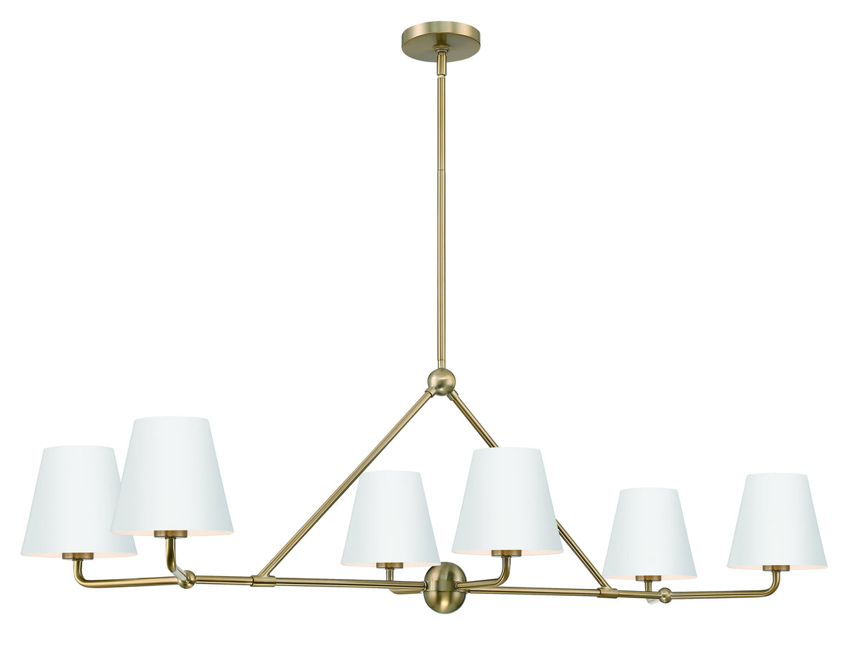 Crystorama Xavier 6 Light Vibrant Gold + White Linear Chandelier
