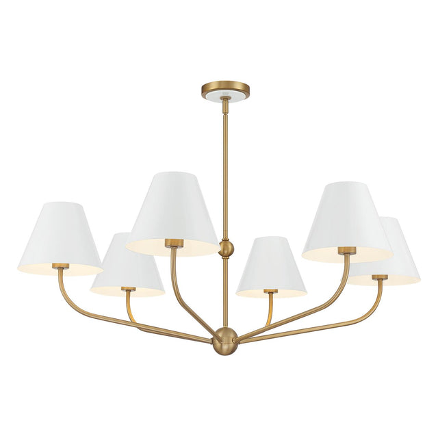 Crystorama Xavier 6 Light Vibrant Gold + White Chandelier