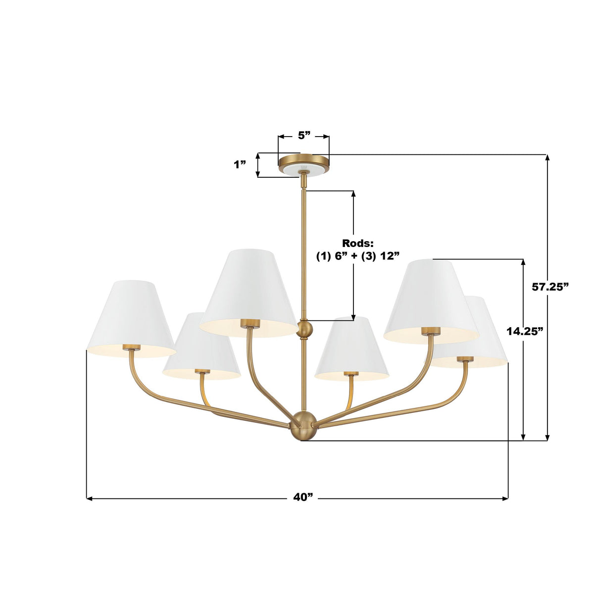 Crystorama Xavier 6 Light Vibrant Gold + White Chandelier