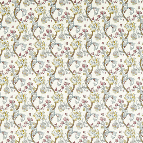 Clarke & Clarke GOLDEN LILY EMBROIDERY PLUM/DENIM Drapery Fabric