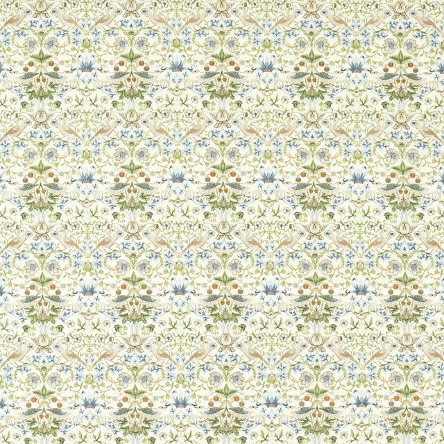 Clarke & Clarke STRAWBERRY THIEF EMBROIDERY APPLE/BLUE Drapery Fabric