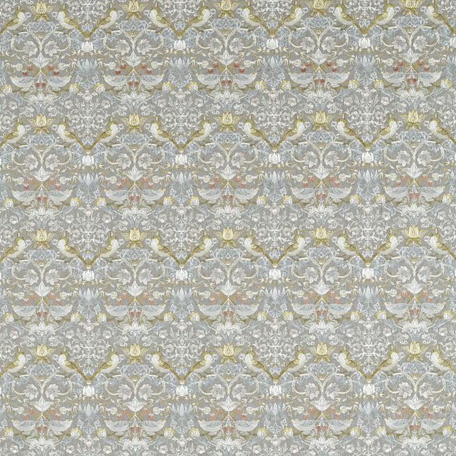 Clarke & Clarke STRAWBERRY THIEF EMBROIDERY SLATE/BLUSH Drapery Fabric