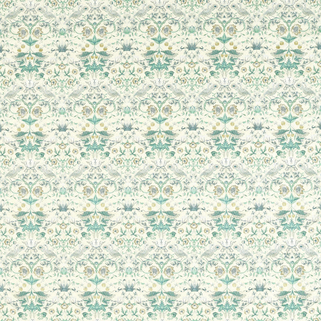 Clarke & Clarke STRAWBERRY THIEF EMBROIDERY TEAL Drapery Fabric