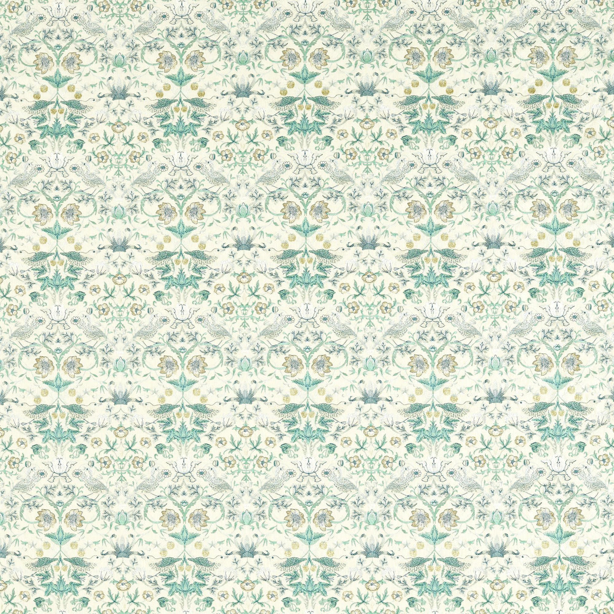 Clarke & Clarke STRAWBERRY THIEF EMBROIDERY TEAL Drapery Fabric