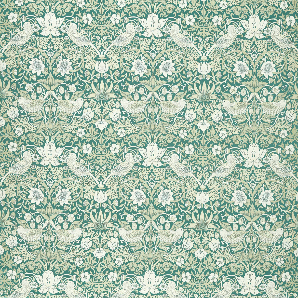 Clarke & Clarke STRAWBERRY THIEF JACQUARD TEAL Drapery Fabric