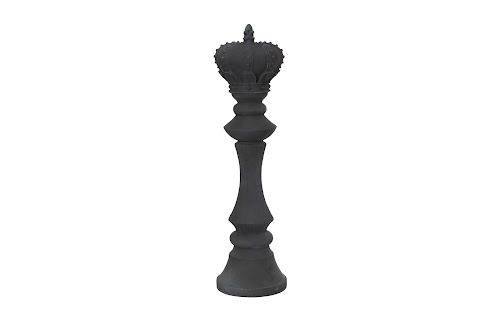 Phillips Collection King Chess Sculpture, Cast Stone Black, Small Black Accent