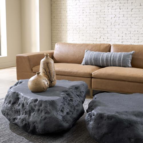 Phillips Collection Cast Boulder Charcoal Stone Small Coffee Table