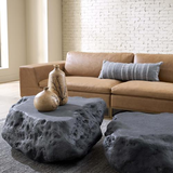 Phillips Collection Cast Boulder Charcoal Stone Small Coffee Table