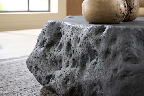 Phillips Collection Cast Boulder Charcoal Stone Small Coffee Table