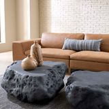 Phillips Collection Cast Boulder Charcoal Stone Large Coffee Table