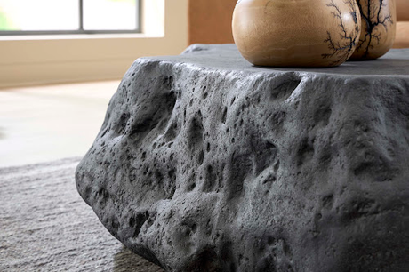 Phillips Collection Cast Boulder Charcoal Stone Large Coffee Table