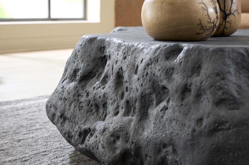 Phillips Collection Cast Boulder Charcoal Stone Large Coffee Table