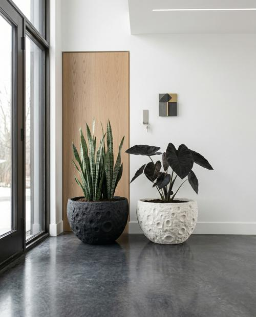 Phillips Collection Crater White Stone Planter