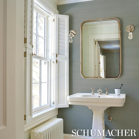 Schumacher Musa Abaca Wallcovering Sky Blue Wallpaper