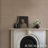 Schumacher Musa Abaca Wallcovering Antique Blush Wallpaper