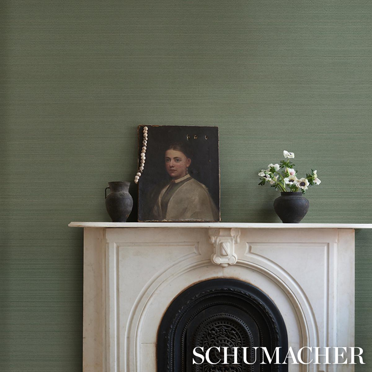 Schumacher Musa Abaca Wallcovering Seafoam Wallpaper