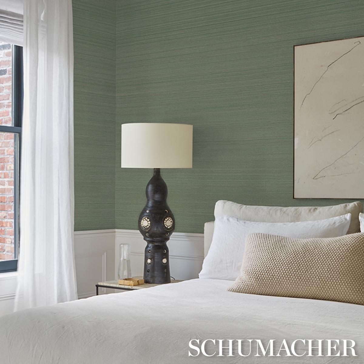 Schumacher Musa Abaca Wallcovering Seafoam Wallpaper