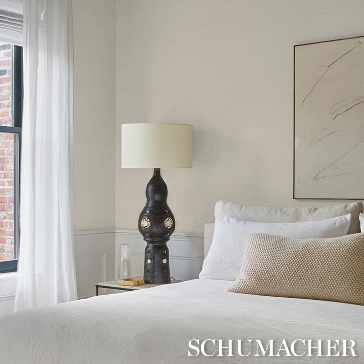 Schumacher Musa Abaca Wallcovering Ivory Wallpaper