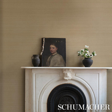Schumacher Musa Abaca Wallcovering Soft Gold Wallpaper