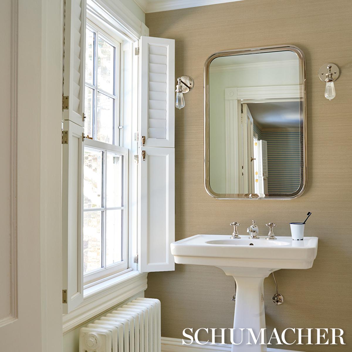 Schumacher Musa Abaca Wallcovering Soft Gold Wallpaper